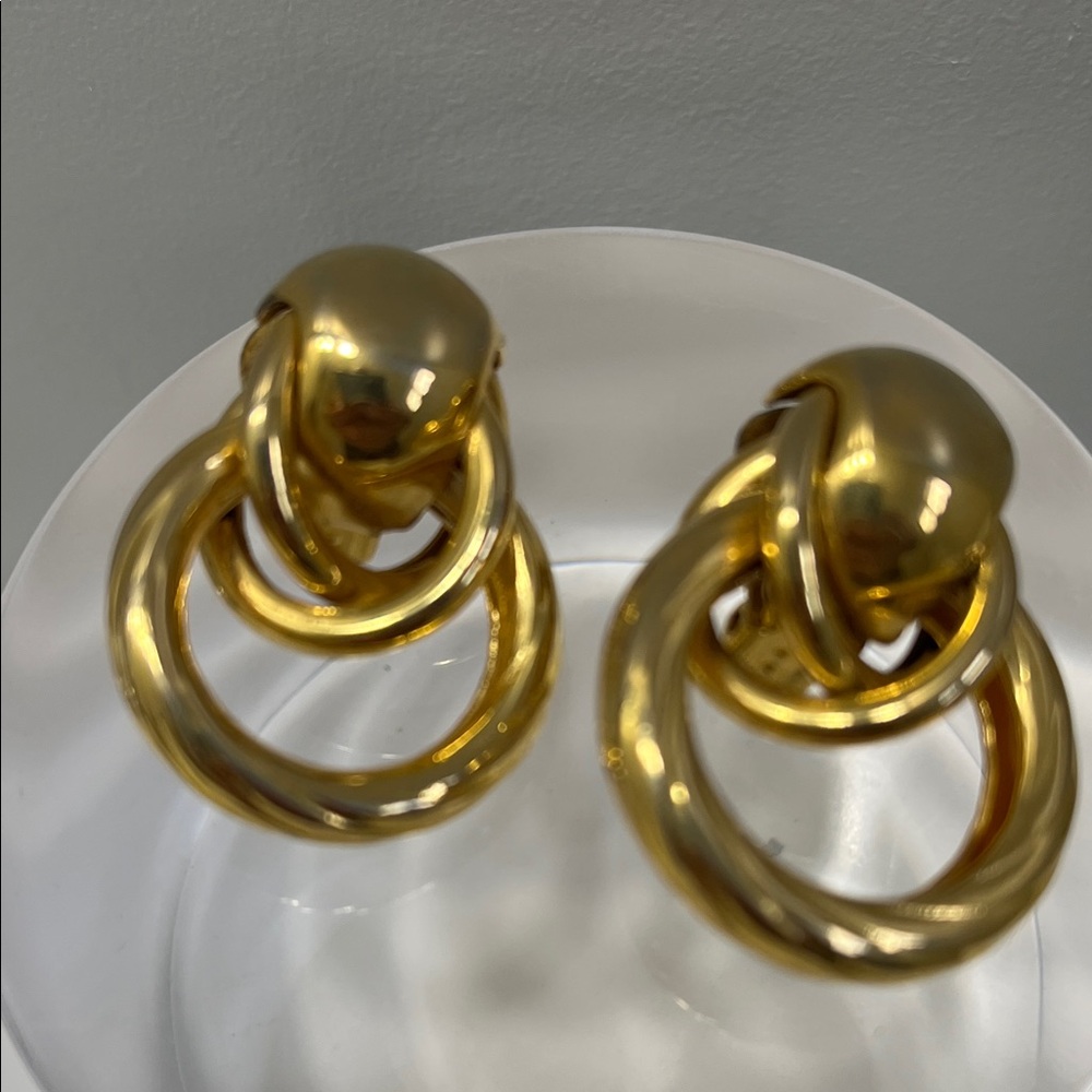 Elegant clip on Gold tone Hoop Earrings